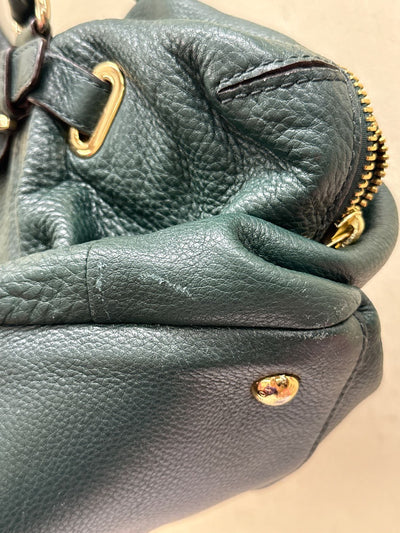 Michael Kors Large Green Leather Shoulder Purse Bag AS IS - wear