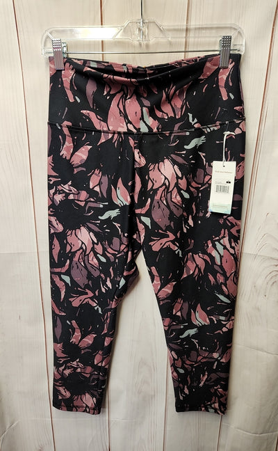 NWT Balance Women's Size L Black & Purple Floral Leggings