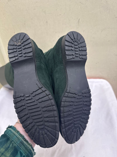Lands End Women's Size 6-1/2 Green Suede Boots Shoes