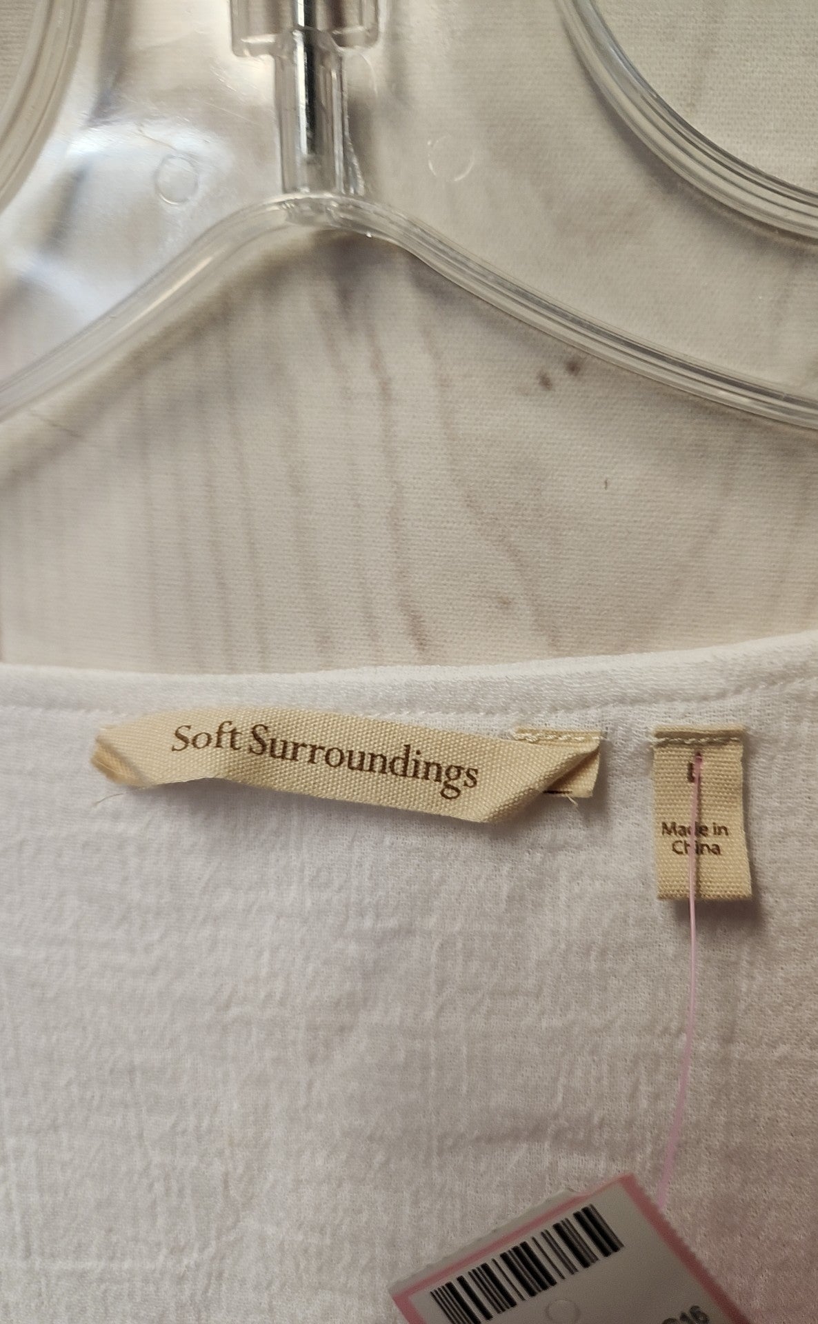 Soft Surroundings Women's Size L White Sleeveless Top