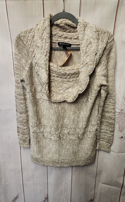 INC Women's Size M Petite Beige Metallic Sweater