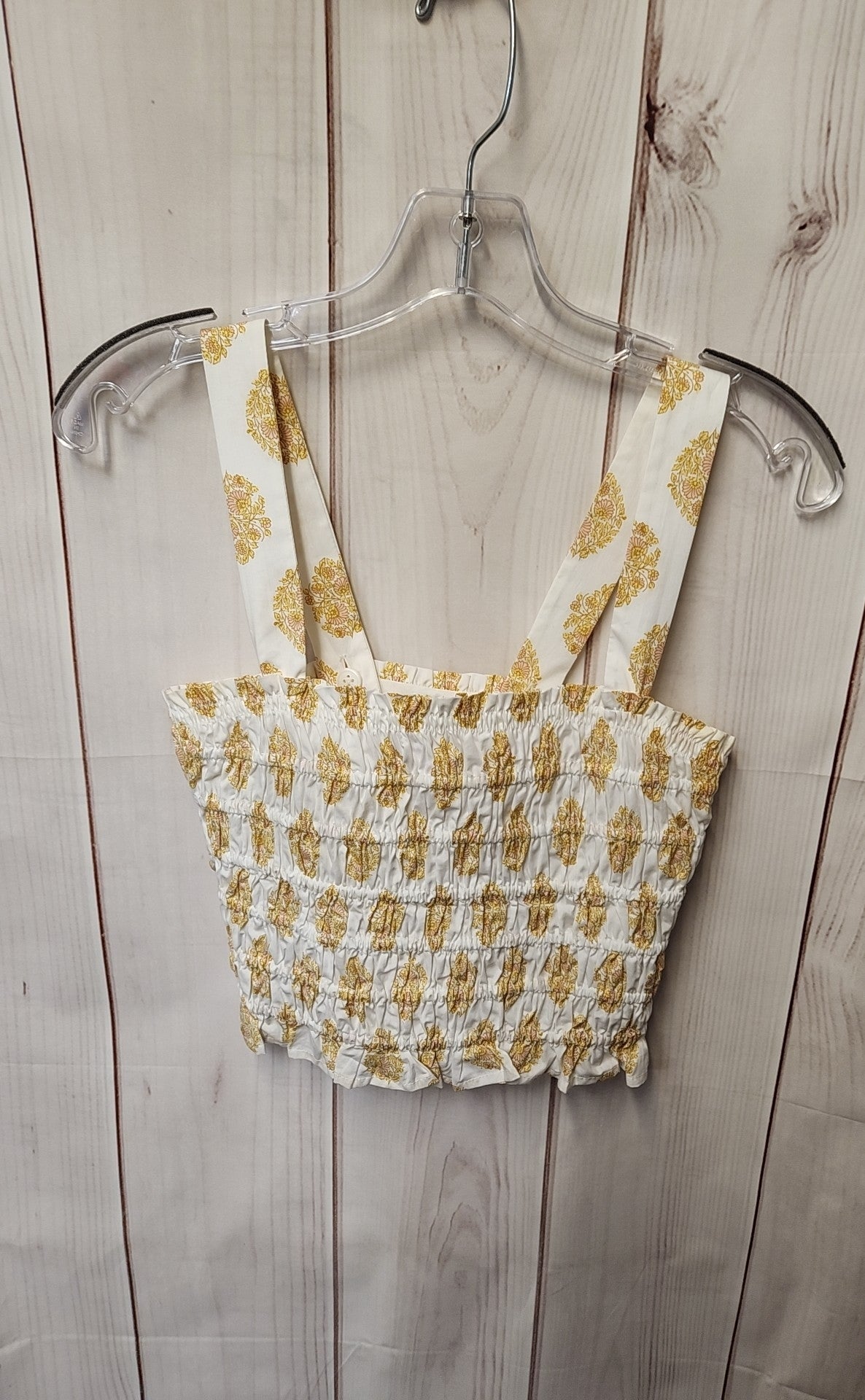 J Crew Women's Size XS White & Yellow Floral Sleeveless Top