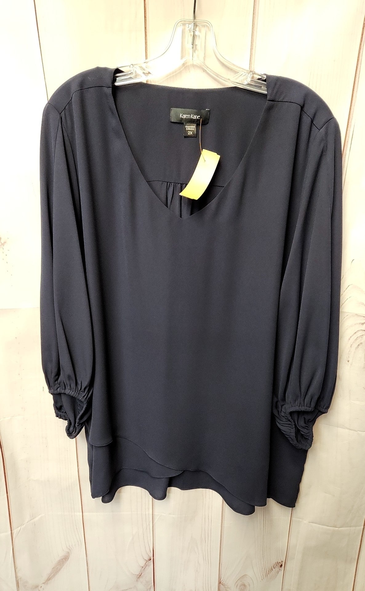 NWT Karen Kane Women's Size 2X Navy 3/4 Sleeve Top