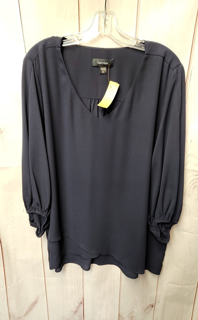 NWT Karen Kane Women's Size 2X Navy 3/4 Sleeve Top