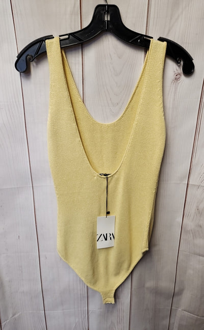 NWT Zara Women's Size M Yellow Knit Bodysuit