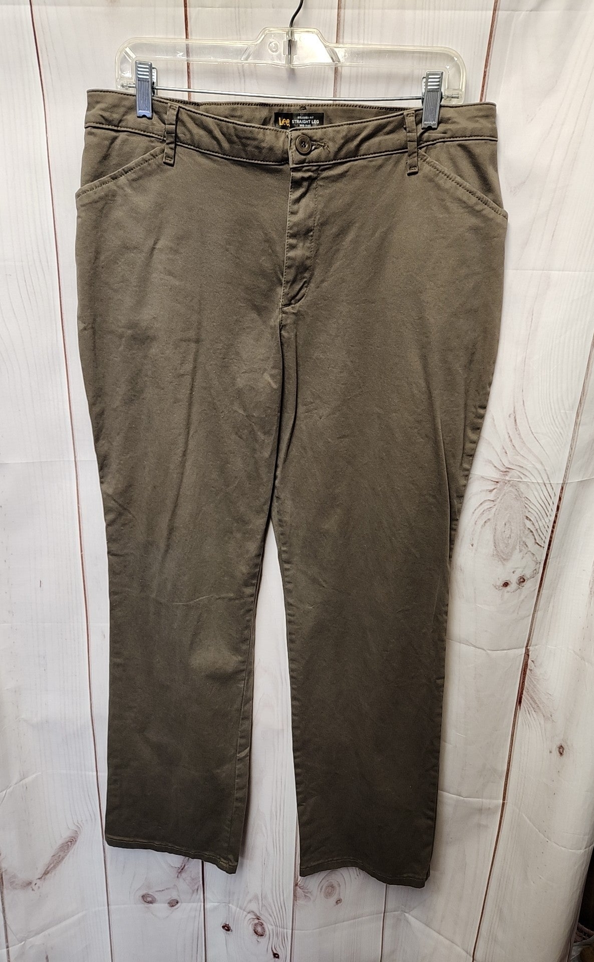 Lee Women's Size 14 Short Brown Pants Straight Leg Mid Rise