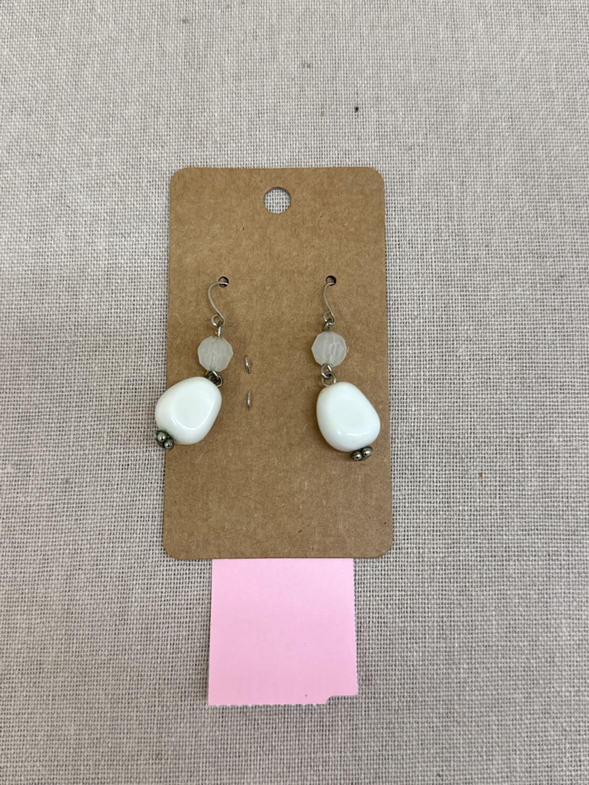 White Beaded Earrings