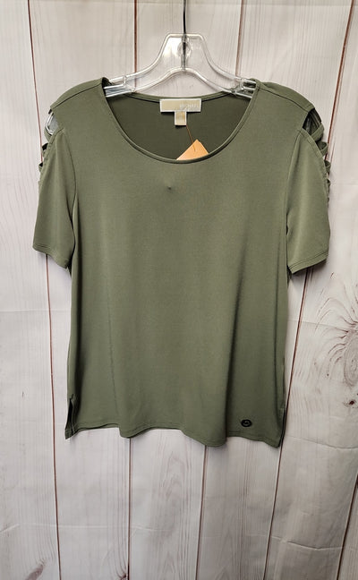 Michael Kors Women's Size M Olive Green Short Sleeve Top