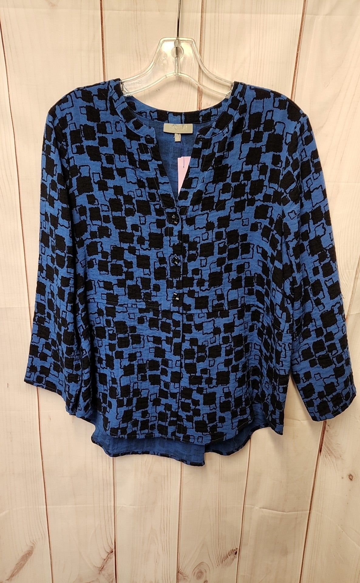 Habitat Women's Size S Black & Blue 3/4 Sleeve Top
