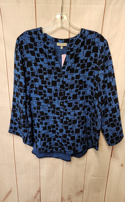 Habitat Women's Size S Black & Blue 3/4 Sleeve Top