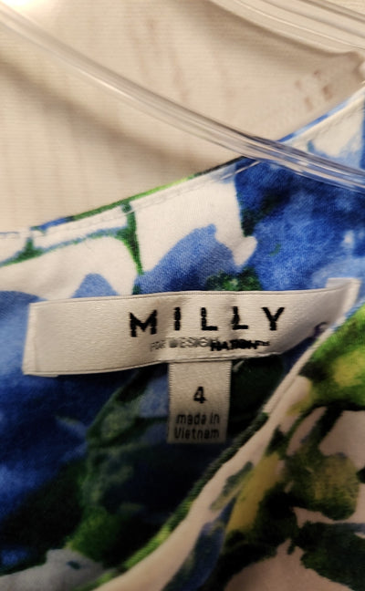 Milly Women's Size 4 White & Blue Floral Dress