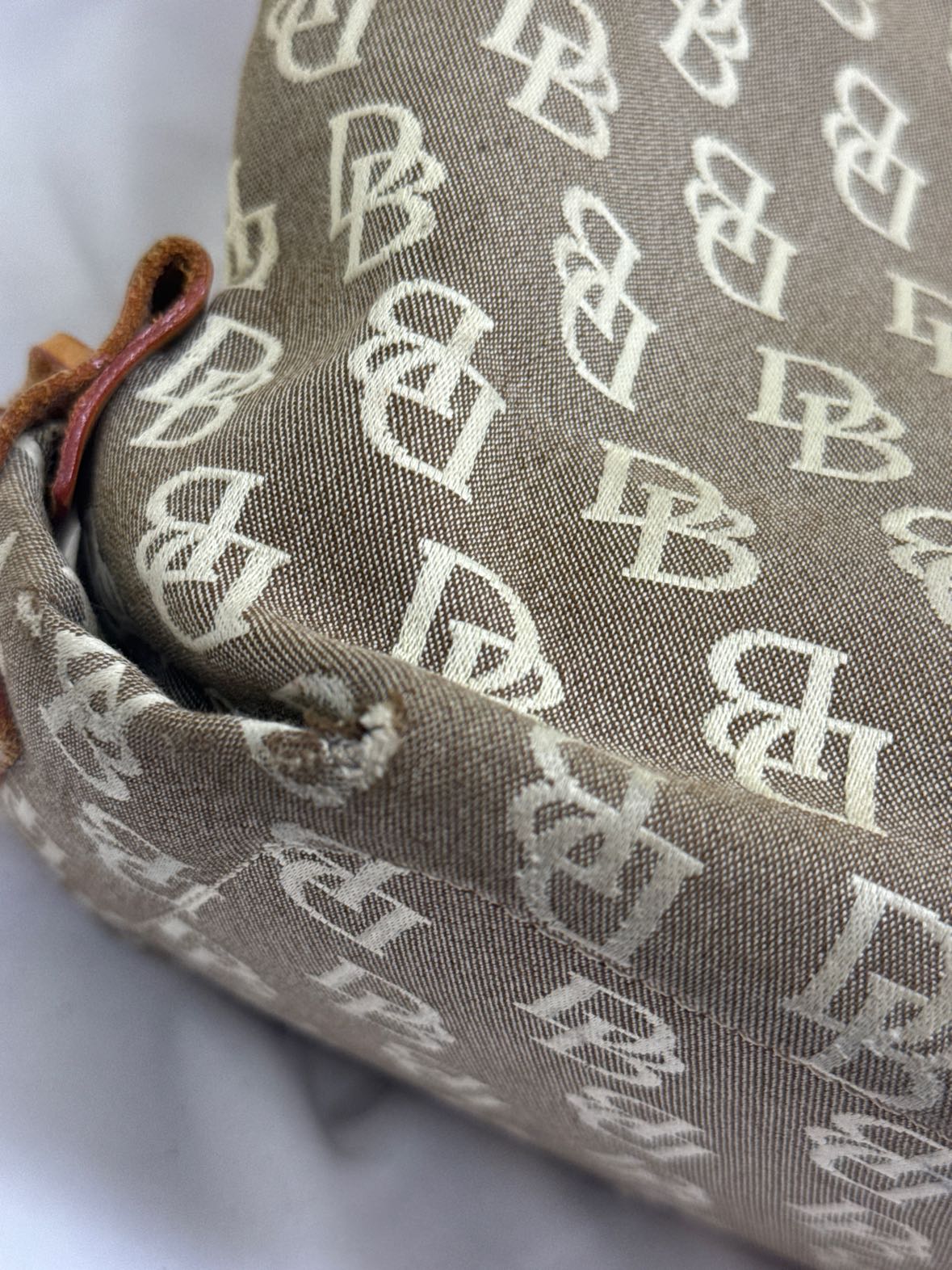 VTG Dooney & Bourke Gray Canvas Tote Bag AS IS - wear on corners