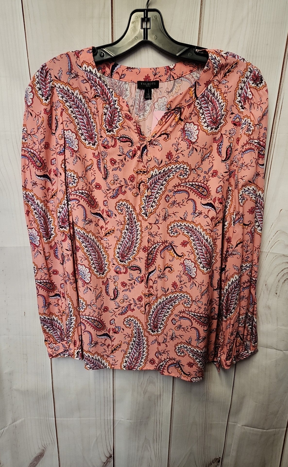 Talbots Women's Size L Petite Pink Long Sleeve Top