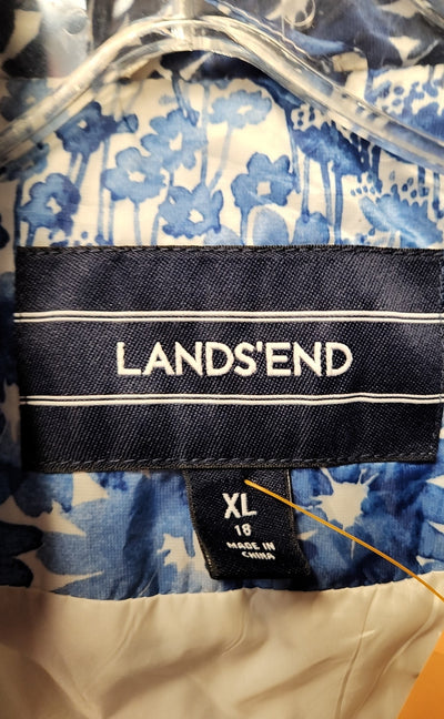 Lands End Women's Size XL Blue Floral Jacket