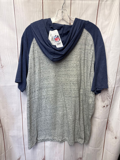 Patriots Women's Size 2X Gray & Blue Hooded Short Sleeve Top