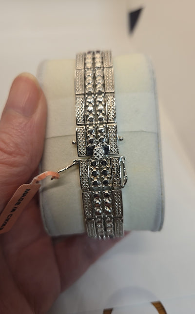 NIB VTG Eon 1962 Swiss Movement M925 Sterling Silver Multi-color Stones Watch