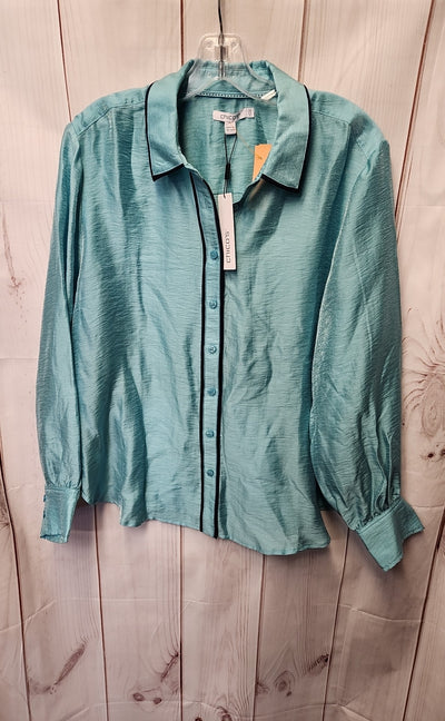 NWT Chico's Women's Size 2.5 = US 14 Light Blue Long Sleeve Top