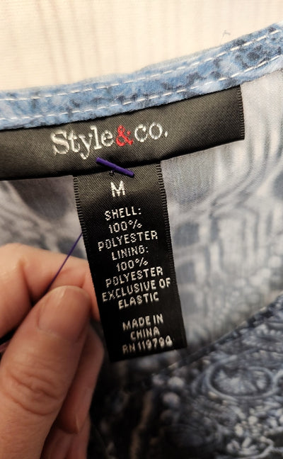 Style & Co Women's Size M Blue 3/4 Sleeve Top