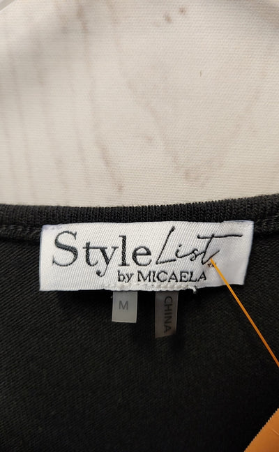 StyleList by Micaela Women's Size M Black Short Sleeve Top