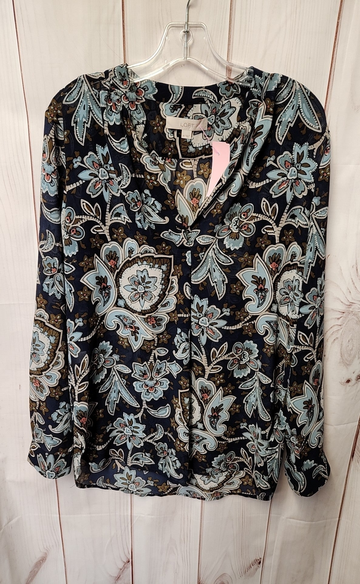 Loft Women's Size M Navy Floral Long Sleeve Top