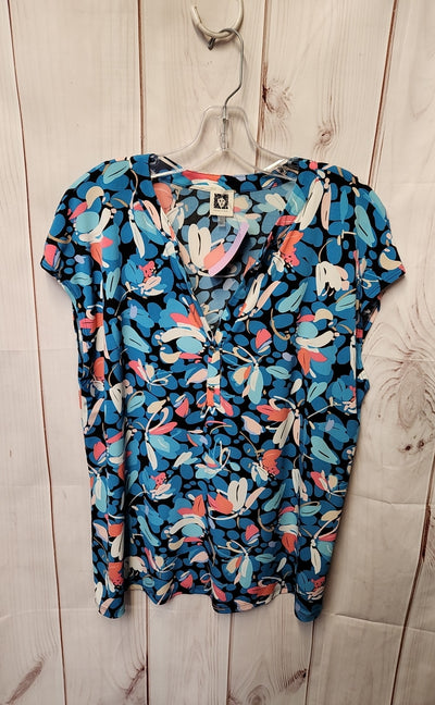 Anne Klein Women's Size XL Blue Floral Sleeveless Top