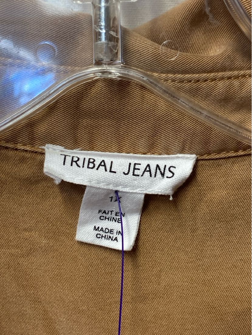 Tribal Jeans Women's Size 1X Brown Long Sleeve Top