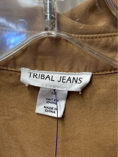 Tribal Jeans Women's Size 1X Brown Long Sleeve Top