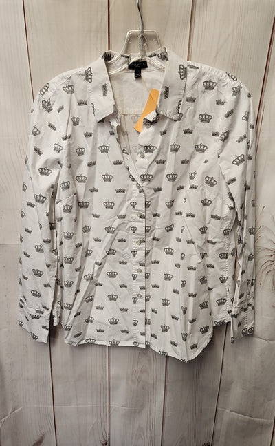 Talbots Women's Size M Petite White Long Sleeve Top