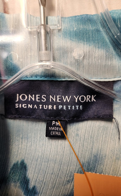 Jones New York Women's Size M Petite Blue Long Sleeve Top