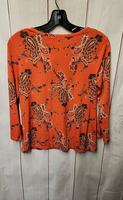 NWT Liz Claiborne Women's Size S Orange Floral 3/4 Sleeve Top