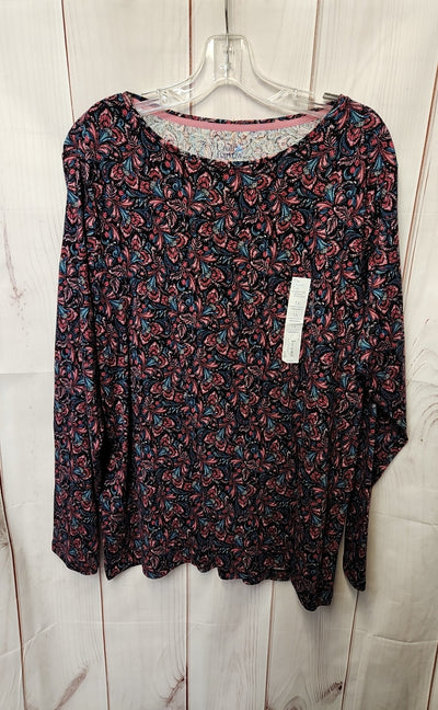 Croft & Barrow Women's Size 1X Black & Pink Floral Long Sleeve Top