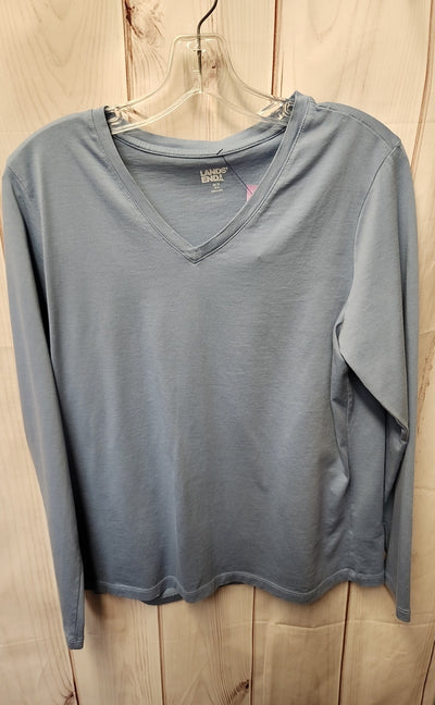 Lands End Women's Size M Petite Blue Long Sleeve Top