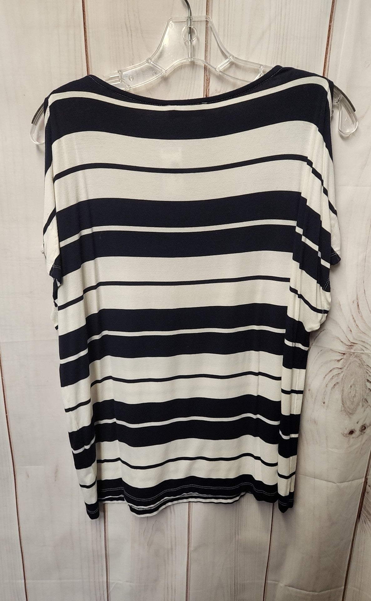 Calvin Klein Women's Size M White & Blue Cold Shoulder Top