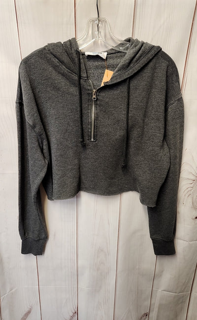 Double Zero Women's Size M Gray Half Zip Hooded Sweatshirt