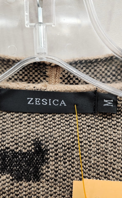 Zesica Women's Size M Tan Animal Print Cardigan
