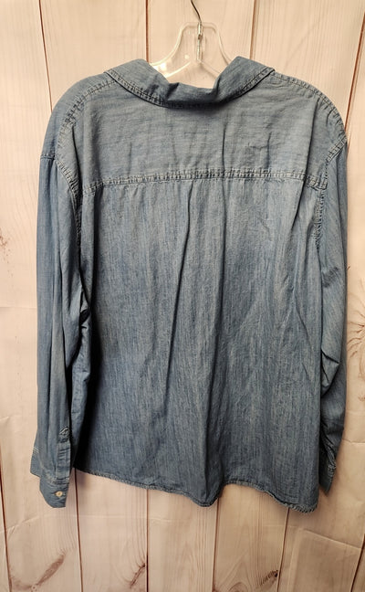 Ana Women's Size 2X Blue Long Sleeve Top