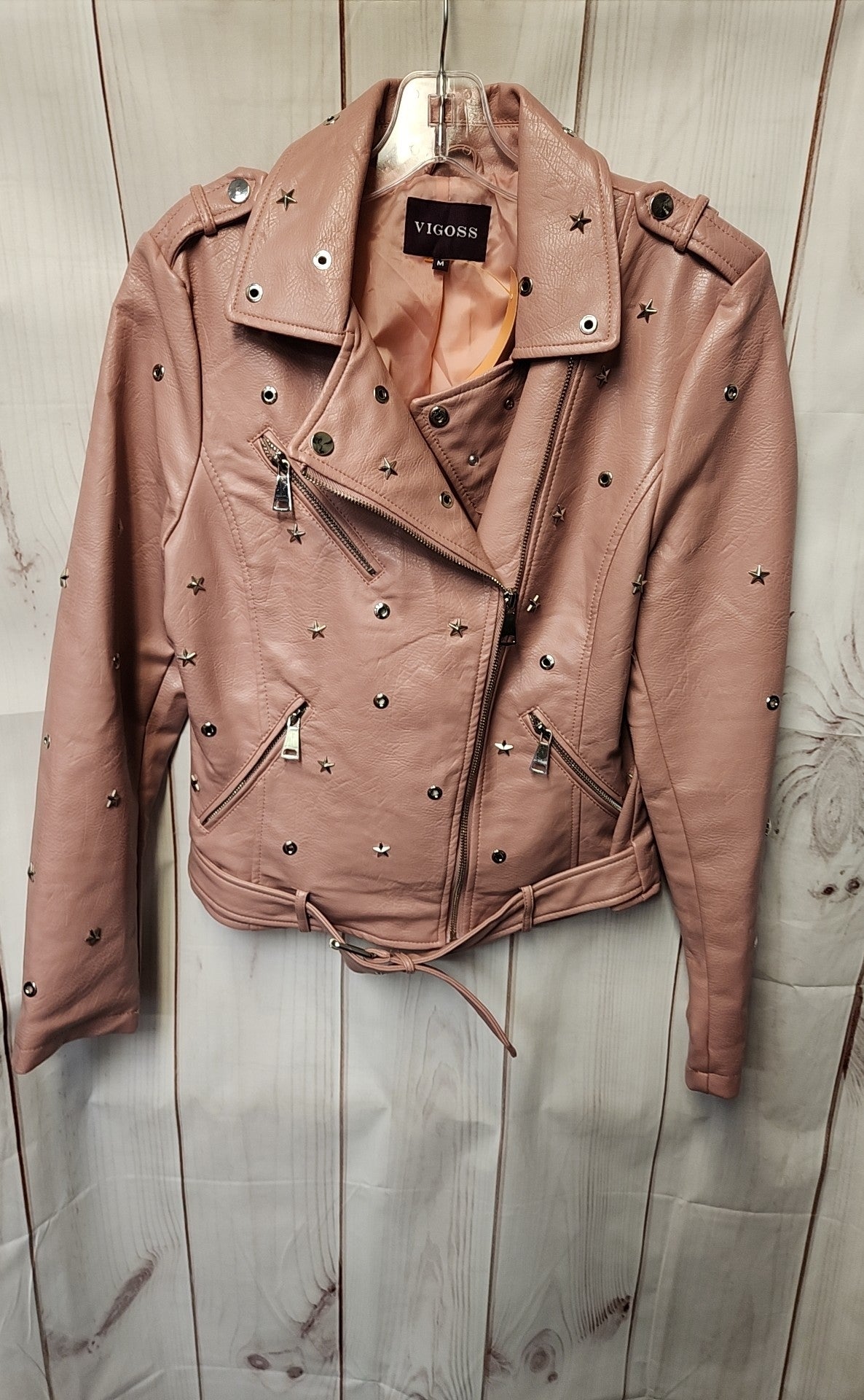 Vigoss Women's Size M Pink Faux Leather Jacket