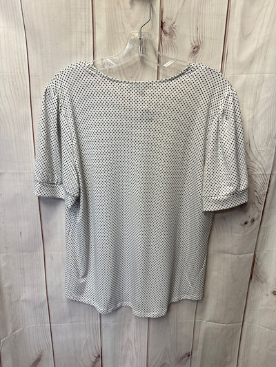 Adrianna Papell Women's Size L White & Black Short Sleeve Top