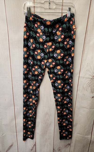 Lularoe Women's Size One Size Black Floral Leggings