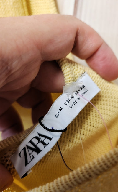NWT Zara Women's Size M Yellow Knit Bodysuit