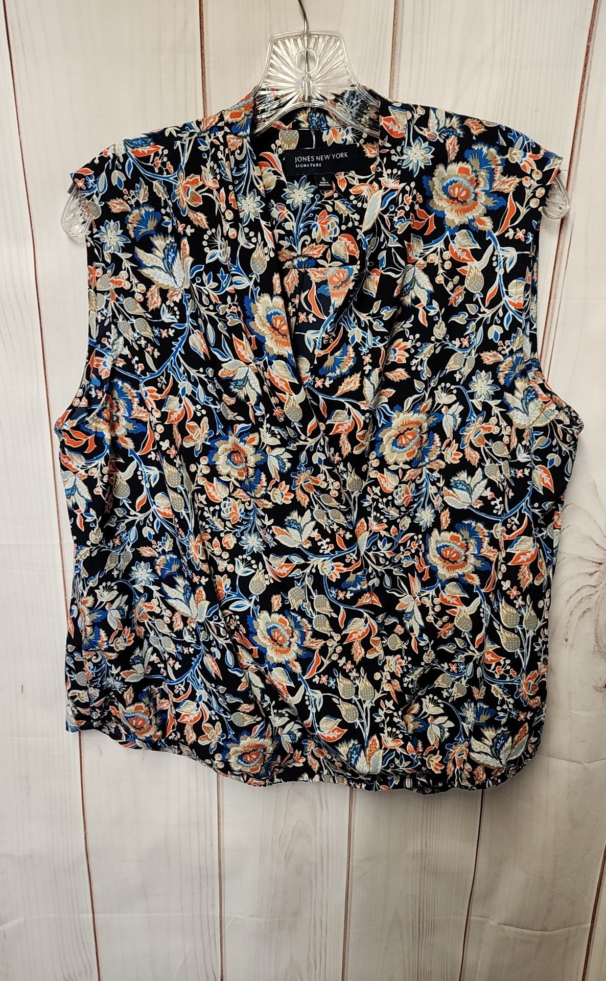 Jones New York Women's Size XL Black Floral Sleeveless Top