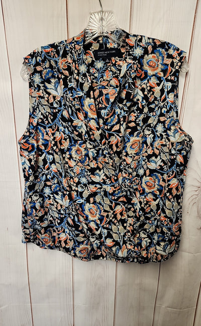 Jones New York Women's Size XL Black Floral Sleeveless Top