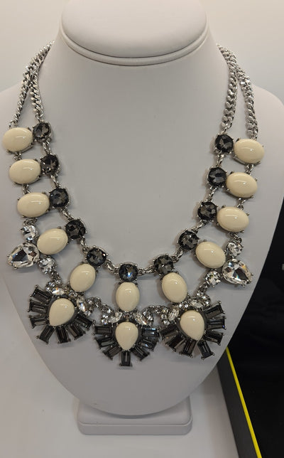 NIB Baublebar Black & White Rhinestone Necklace