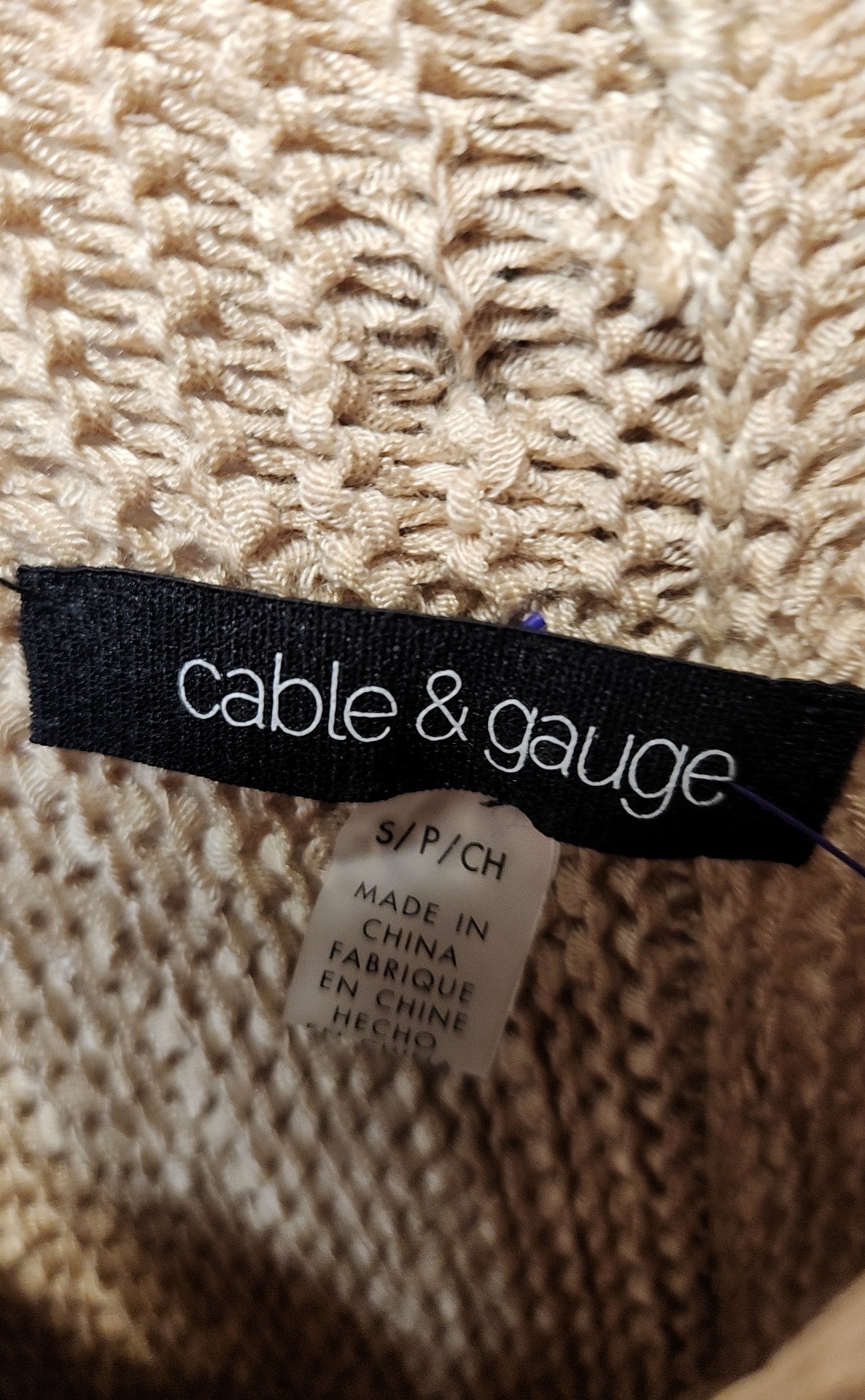 Cable & Gauge Women's Size S Brown Knit Short Sleeve Top