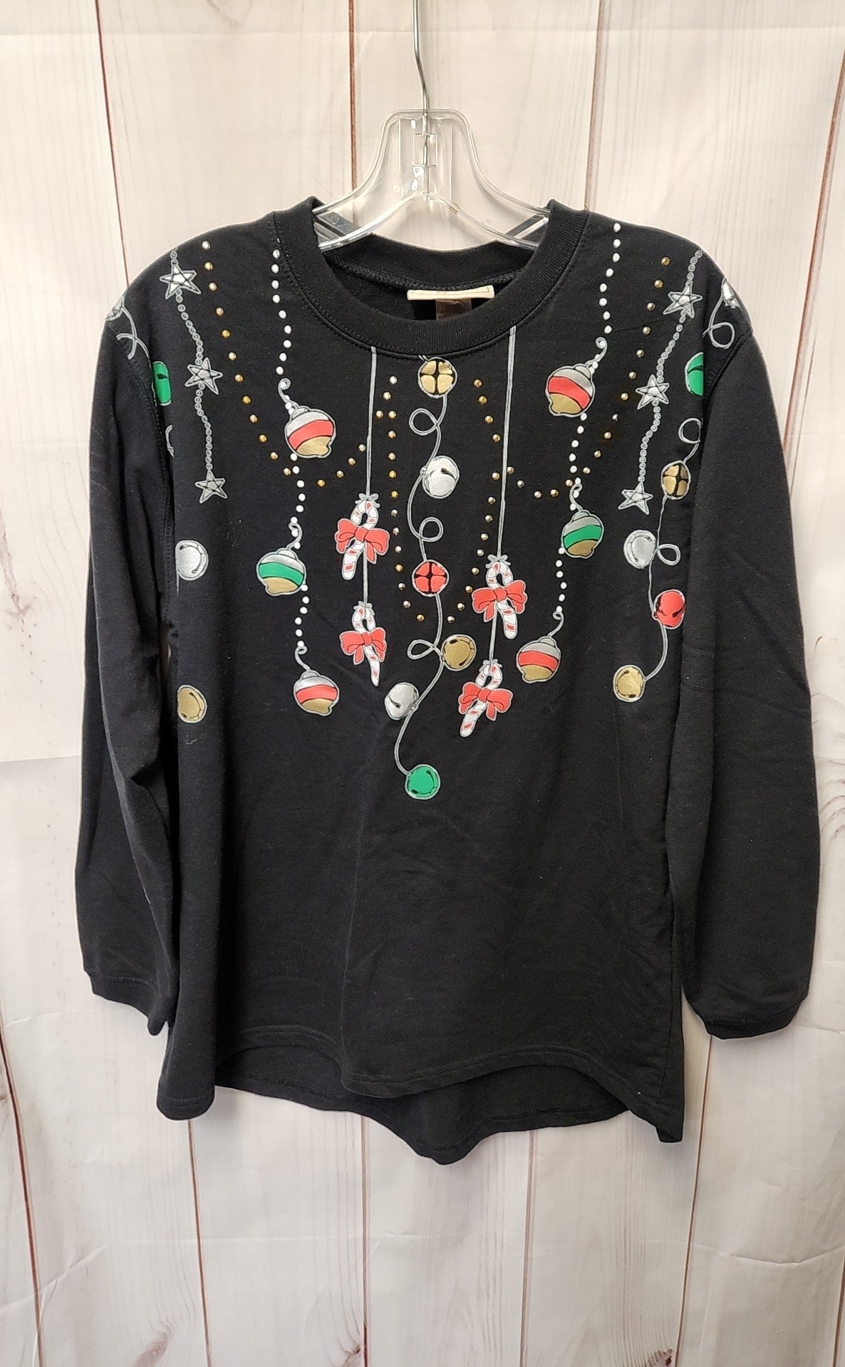 M&C Sportswear Women's Size L Black Holiday Sweatshirt