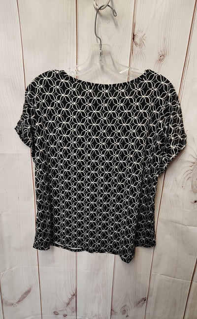 AUW Women's Size L Black Short Sleeve Top