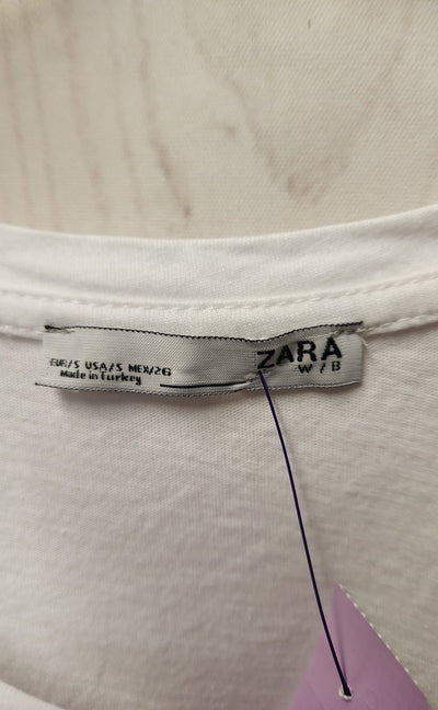Zara Women's Size S White Short Sleeve Top