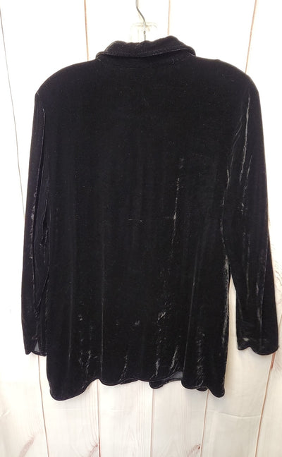 Soft Surroundings Women's Size M Black Velour Jacket