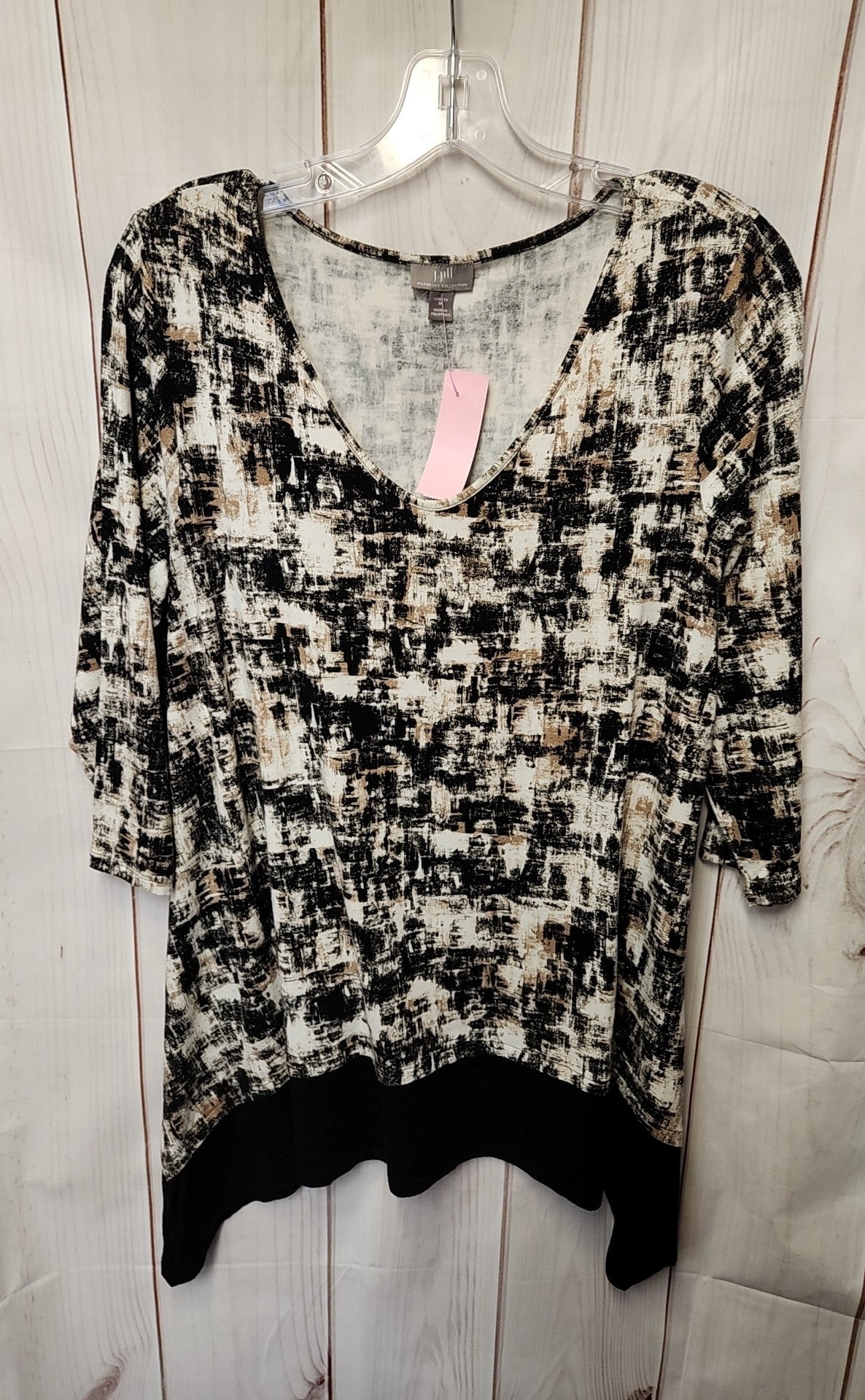 J Jill Wearever Collection Women's Size M Black & Brown 3/4 Sleeve Top