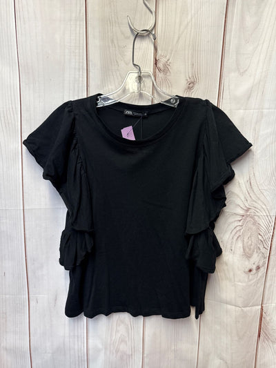 NWT Zara Women's Size M Black Short Sleeve Top
